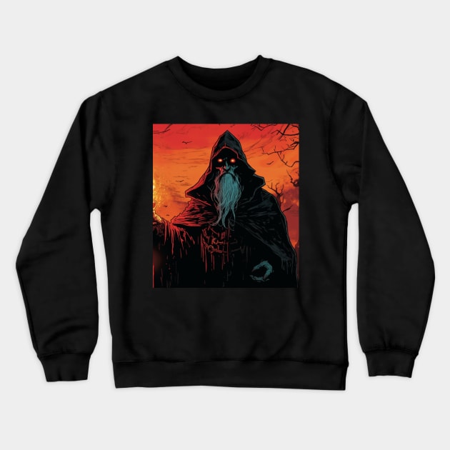 Sorcerer Wizard Fire Mage Crewneck Sweatshirt by Nightarcade